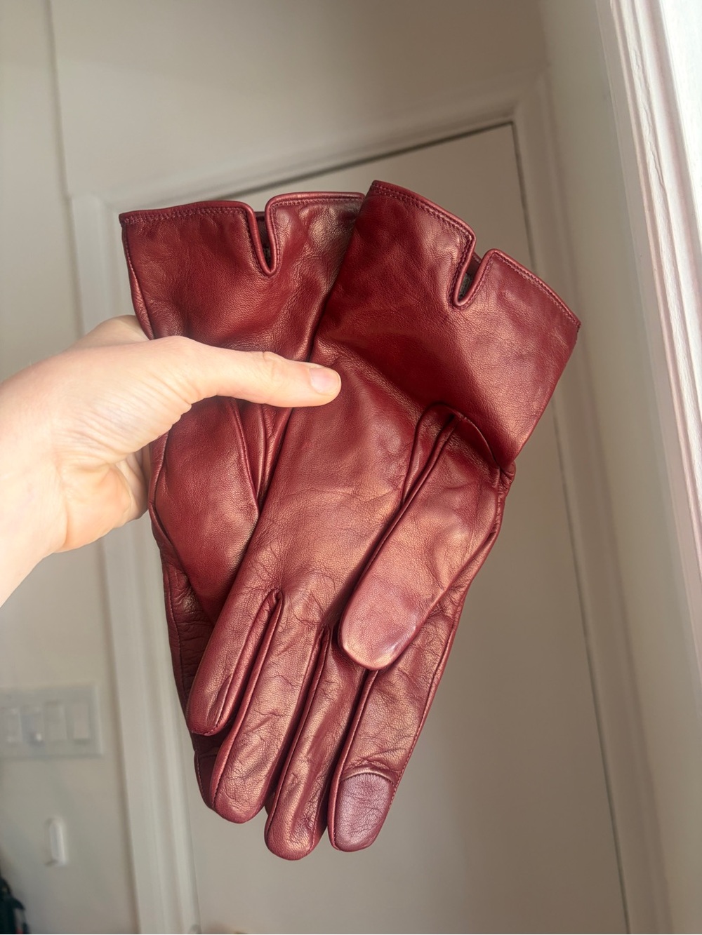Coach Burgundy/dark red Women's leather Gloves - Picture 4 of 8